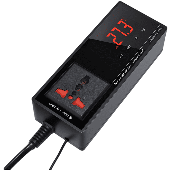 Digital Temperature Controller, AC-112 Microcomputer Thermostat with Large LED Screen, -40~110 Wide Range, Precise Control for Reptiles, Aquariums, Seafood Refrigerators