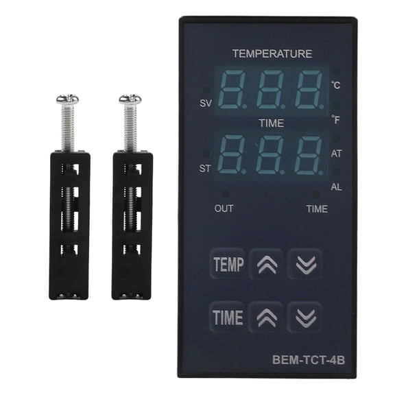Digital Temperature Controller BEM-TCT-4B for Press, PID Thermostat with Timer & Alarm, Relay/Output, K/J/R/S/B/E/N/T Input, 48x96mm Panel(Solid state output)