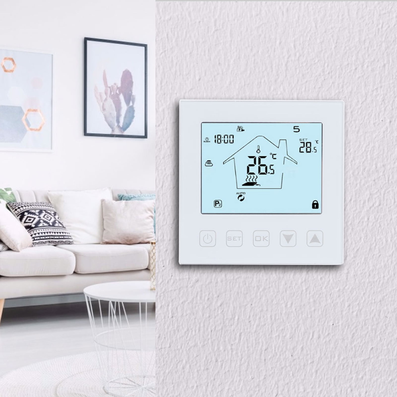 Digital Temperature Controller For Home Heating: Anti,Interference, LCD Display, Child <span Style="background:red"></span>  Freeze Protection