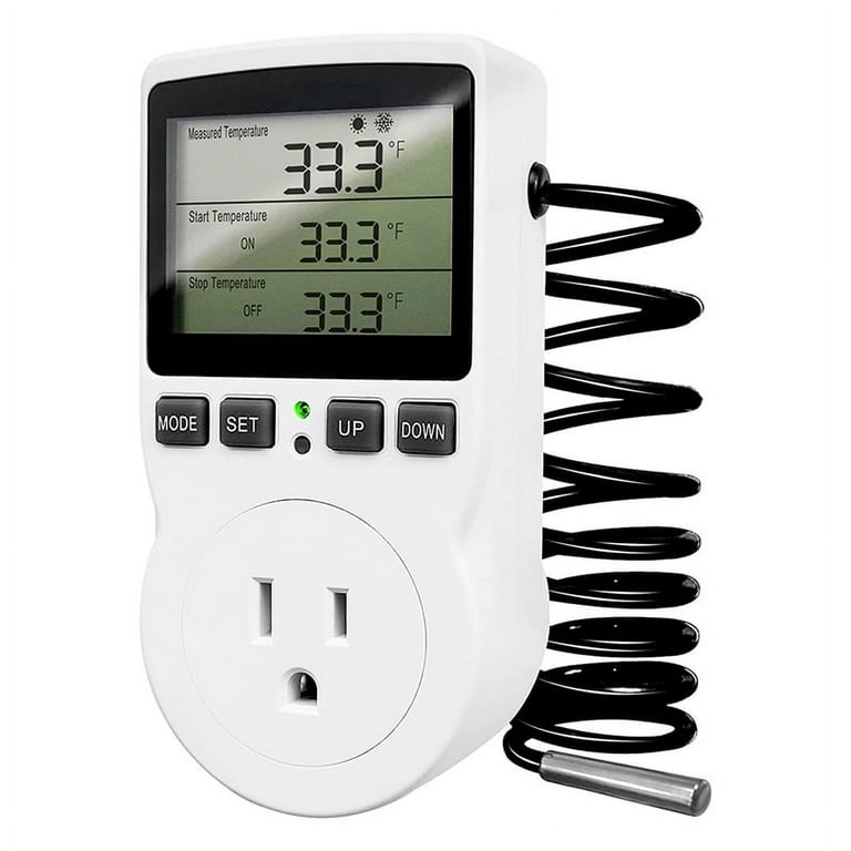 Digital Temperature Controller Outlet,120V Electric Thermostat Outlet Plug  110V for Reptile Terrarium Greenhouse US Plug 
