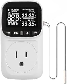 Digital Temperature Controller Outlet - 1800W Plug-in Thermostat For Heating, Cooling, Reptiles & Greenhouse