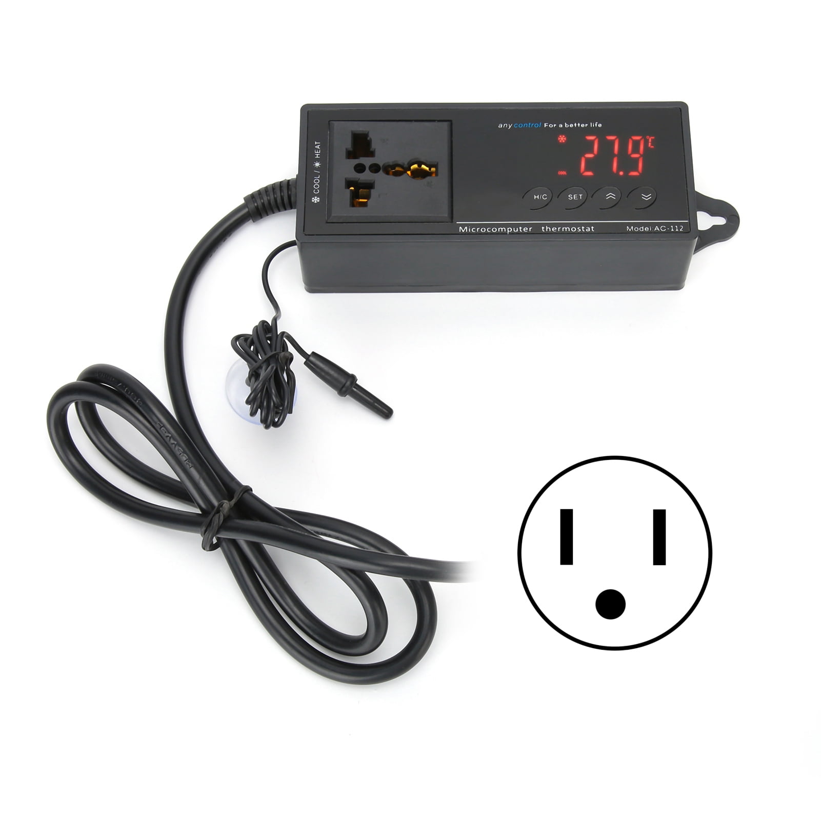 Temperature Controller Digital Temperature Controller Thermostat For  Reptile Incubator Greenhouse AquariumUS Plug 110V