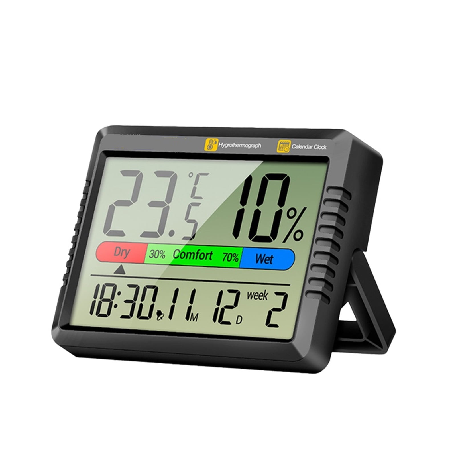 Digital Temperature Humidity Meter Alarm Calendar Handheld Precision Air Thermometer Hygrometer ,Real-Time