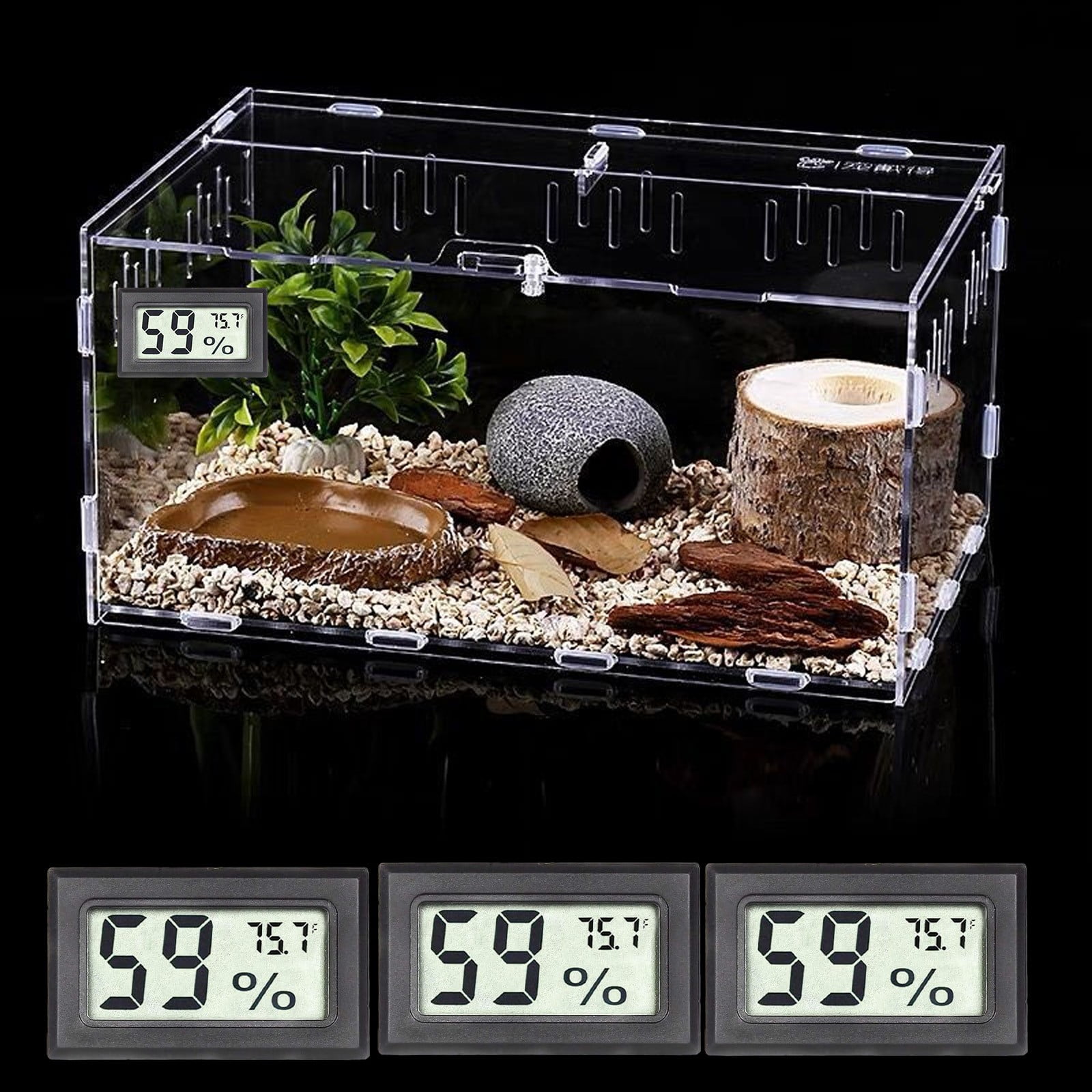 Digital Temperature Humidity Monitor 3-Pack | Mini Hygrometer ...