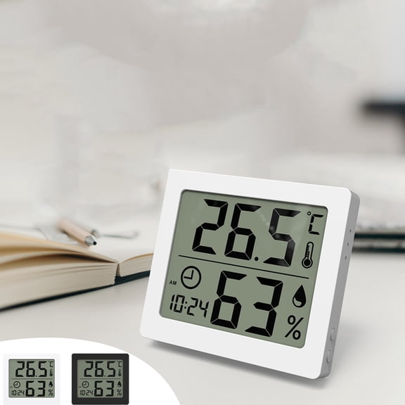Digital Temperature and Humidity Monitor - Indoor Hygrometer Thermometer Sensor for Baby Room, Home, Office, Greenhouse - Mini Hydrothermograph with Magnetic Back, Bracket, and Backlight Display