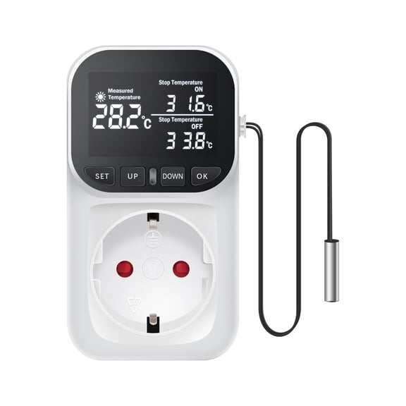 Digital Temperature Socket Outlet Thermostat With Timer Sensor Probe Heating Cooling Switch ,Fast Response