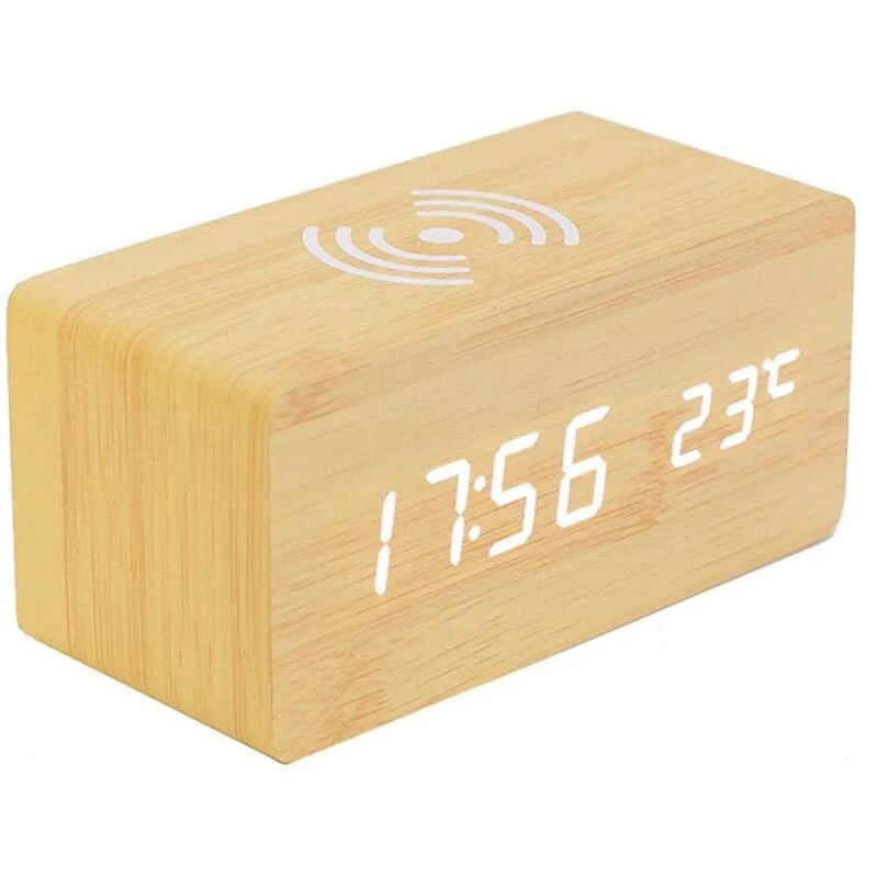 Digital Thermometer Alarm Clock Wooden Digital Alarm Clock LED Digital