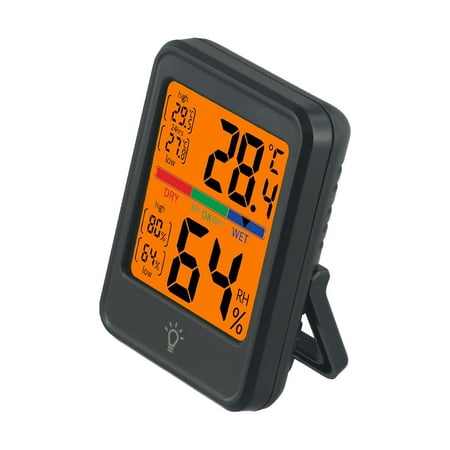 Digital Thermometer with Backlight and Magnet Monitor Your Indoor Comfort Easily (MC41S Black)
