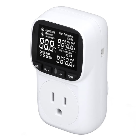 Digital Thermostat Outlet Backlit Temperature Controller Switch Plug in Thermostat Timer Socket for Fish Tank Reptile Greenhouse Hatching (13 x 8 x 8 in / 33 x 20.3 x 20.3 cm)