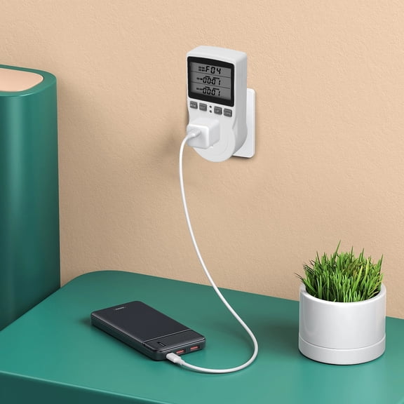Digital Thermostat Outlet Plug, 15A 1800W Outlet Plug Temperature Controller with LED Display, Temp Correction Screen Lock Memory Function for Greenhouse Aquaculture Home Use