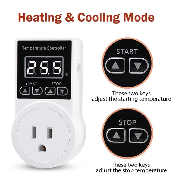 Digital Thermostat Plug Socket with LCD Display 10A 100-240V