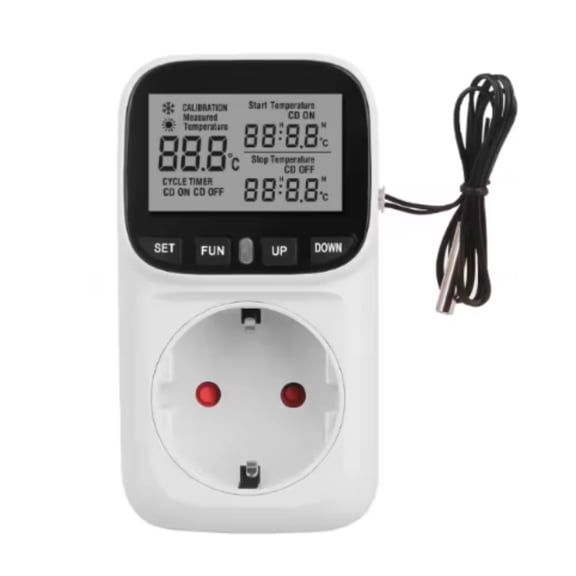 Digital Thermostat Plug Temperature Controller,Digital Plug in Thermostat Outlet120V Heating Cooling Control 110V 15A Celsius Fahrenheit Display,for Greenhouse US Plug