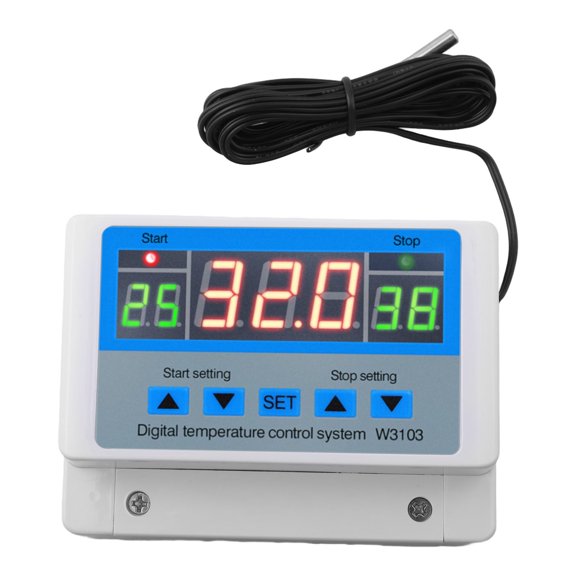 Digital Thermostat Temperature Controller Switch Ac 220V Dc 12V 24V 5000W 30A With Precise Control For Heating Cooling Systems White Blue Dc12V 300W
