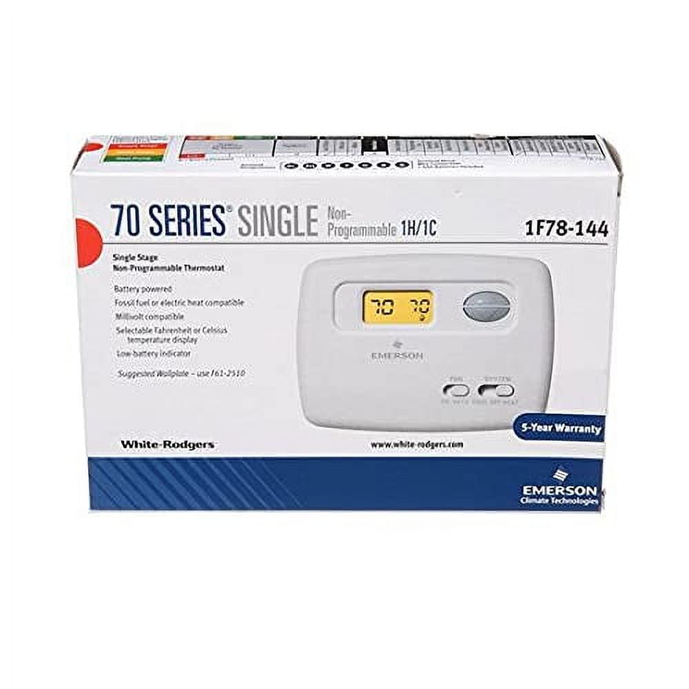 White Digital Thermostat with Touchscreen for Single-Stage Heating & Cooling