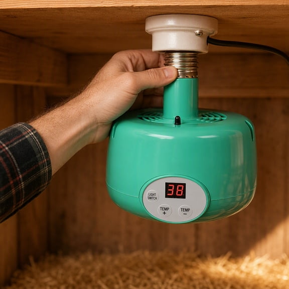 Digital Thermostatic Heat Lamp, E27 Socket Adjustable Temperature Heater With LED Display, Fan Forced Air Warmer For Chicken Coop Reptile Pet Cage Breeding