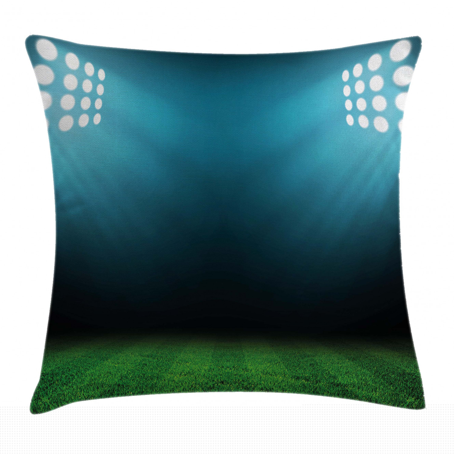 thumbnail image 1 of Digital Throw Pillow Cushion Cover, Night at Stadium with Spot Light Reflections on Grass Champion Show Image, Decorative Square Accent Pillow Case, 18 X 18 Inches, Forest Green Teal, by Ambesonne, 1 of 2
