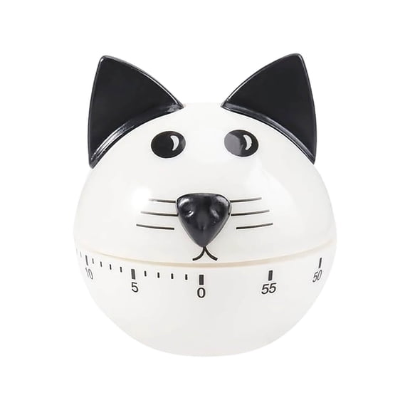Digital Timer with Adorable Feline Design Strong Back Fold Out Stand Clear LCD Display and Flashing Loud Alarm for Cooking Baking and Studying White