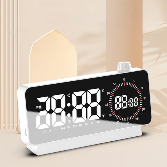 Digital Timer Alarm Clock, Rechargeable USB Desk Clock with Countdown Timer, Large LED Display, Multi-Function Alarm for Study, Office, Bedroom, Adjustable Brightness, 12/24H, Portable Home Clock