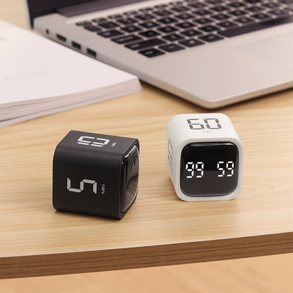 Digital Timer - Black Cube Design With Large Led Display, Countdown/Countup Function - For Kitchen Cooking, Workout, Study, Office