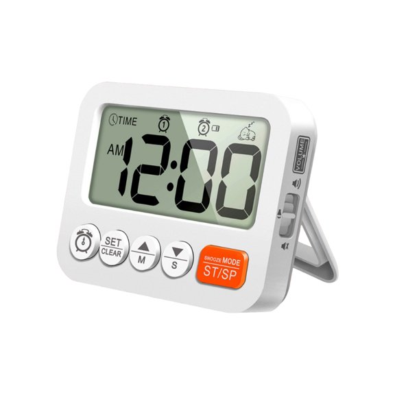 Digital Timer Clock with Large LCD Display, Two Alarm Settings, Countdown and Count Up Modes, Wall Mount or Desk Stand Design for Kitchen Use