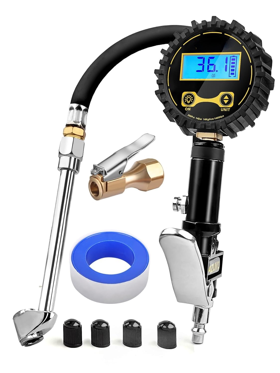 AstroAI 250 PSI Tire Inflator Gauge With Air Chuck Bundle - Heavy Duty, For Cars, Trucks, Motorcycles