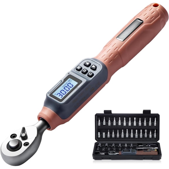 Digital Torque Wrench, 1.1-22.1 Ft-lbs/1.5-30 Nm, 1/4'' Drive Inch Pound Torque Wrench with Buzzer & LED , Wrench Set with Bits & Sockets for Gunsmithing