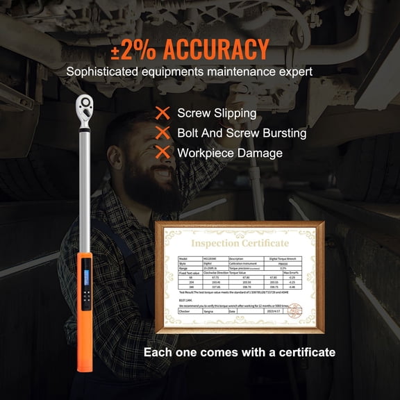 Digital Torque Wrench,1/2"Drive Electronic Torque Wrench,Torque Wrench Kit 25-250ft.lb/34-340n.m Torque Range Accurate to 2%,3-Mode Adjustable Torque Wrench Set with LED Buzzer Calibration