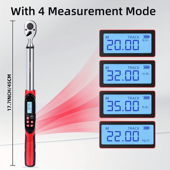 Digital Torque Wrench 1/4" 3/8" 1/2" Drive Dual Nm/lb Units Preset Data Storage ±2% Accuracy Buzzer Alert Professional Automotive Bike Mechanical Repair Tool
