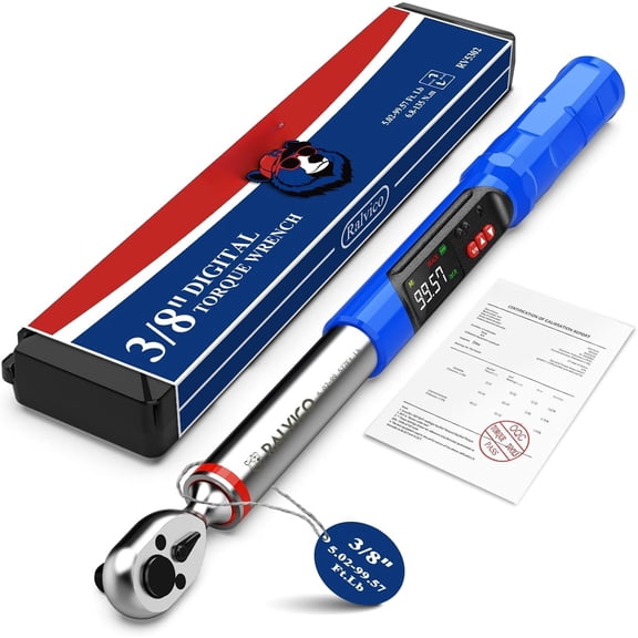 Digital Torque Wrench 3/8 Drive (5.02-99.57 Ft. Lb/ 6.8-135 N.m) +-2% Accuracy Dual-Direction Adjustable Torque Wrenches Digital with Vibration, Buzzer and  Alert for ,