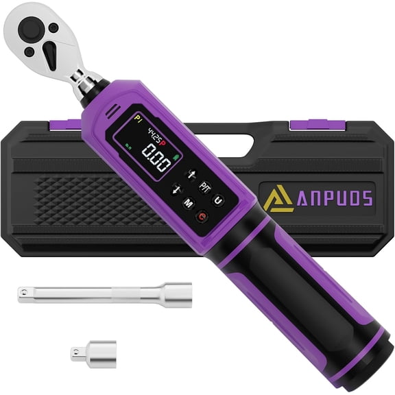 Digital Torque Wrench 3/8 Drive Set, 0.66-44.25 Ft-lb, 1% Accuracy | Dual Direction Ratchet Electric Torque Wrench, Vibration/Buzzer/LED Flash Alert, for Bike Motorcycle & Automotive Repair