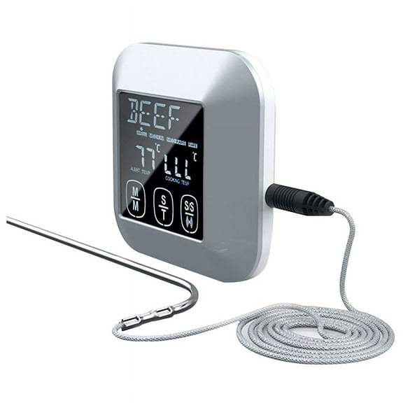 Digital Touch Screen Kitchen Thermometer for Meat Poultry Fish Long Wired Probe Cooking in Frying Oven Smoker BBQ