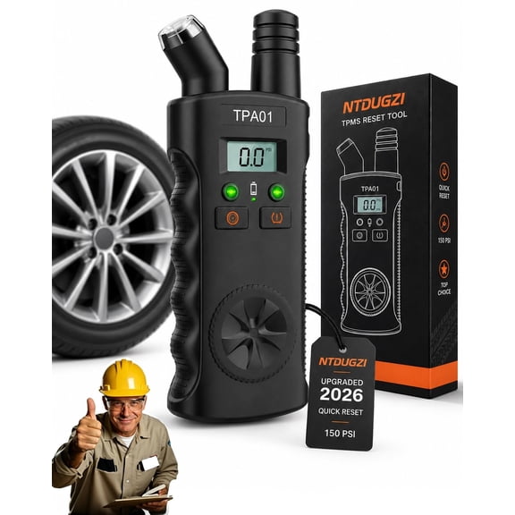 Digital Tpms Reset Gauge Tool, Tpa01 Tire Pressure Sensor Relearn Device, 150 Psi, 433 Mhz, Auto Valve Activation for Compatible Vehicles Quick & Easy Reset in Minutes