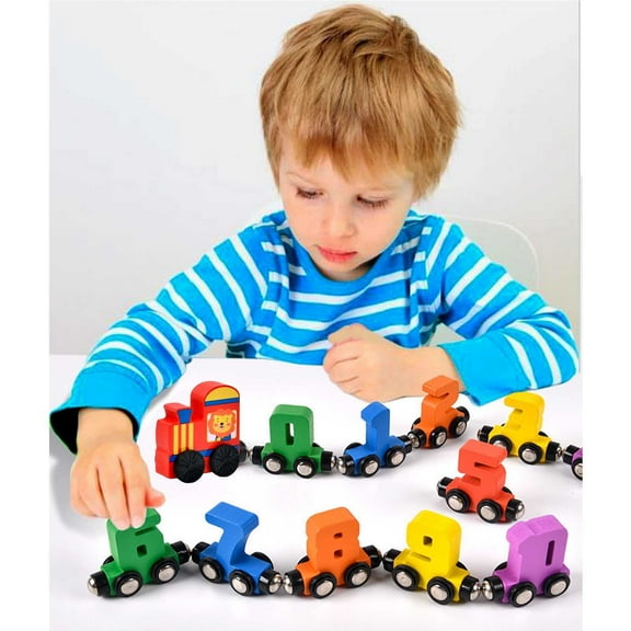 Digital Train Building Toy Educational, Usupdd Number Learning Counting Puzzle Assembly Train for Toddlers, Colorful 12-Piece Connectable Train Set for Early Childhood Development
