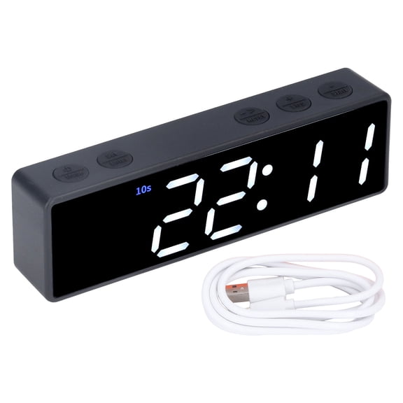 Digital Training Timer & Desktop Clock with LED Display for Home Gym & Bedrooms (Green & White Finish)