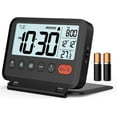 thumbnail image 1 of Digital Travel Alarm Clock, Black, 3.54 inch LCD Display, 9-Minute Snooze, 2 Volume Levels, Backlight, Battery Included, 1 of 4
