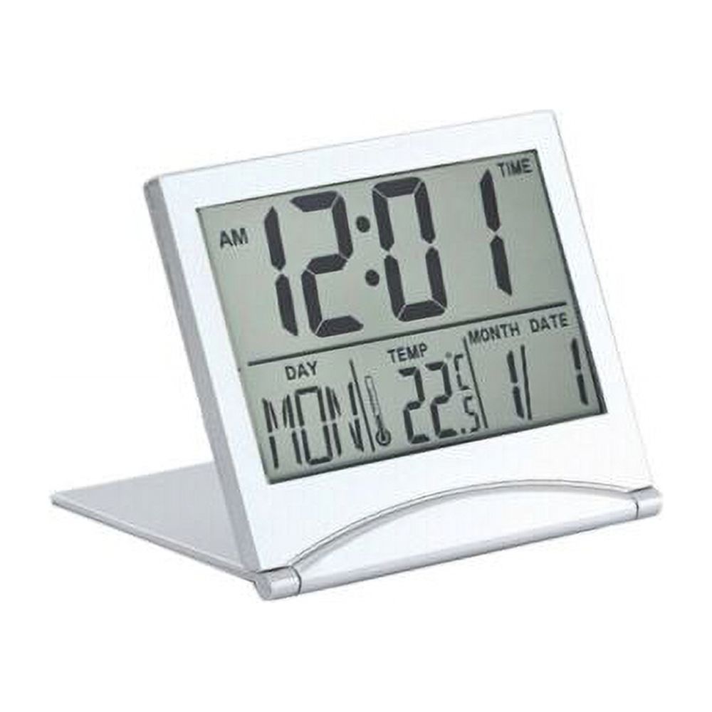 Digital Travel Alarm Clock Foldable Temperature LCD Clock Compact Desk ...