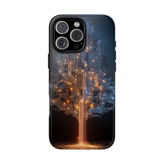 Digital Tree Circuit Tree of Life Futuristic Abstract Pattern Case for iPhone 17 16 15 14 13 12 11 Pro Max A00132