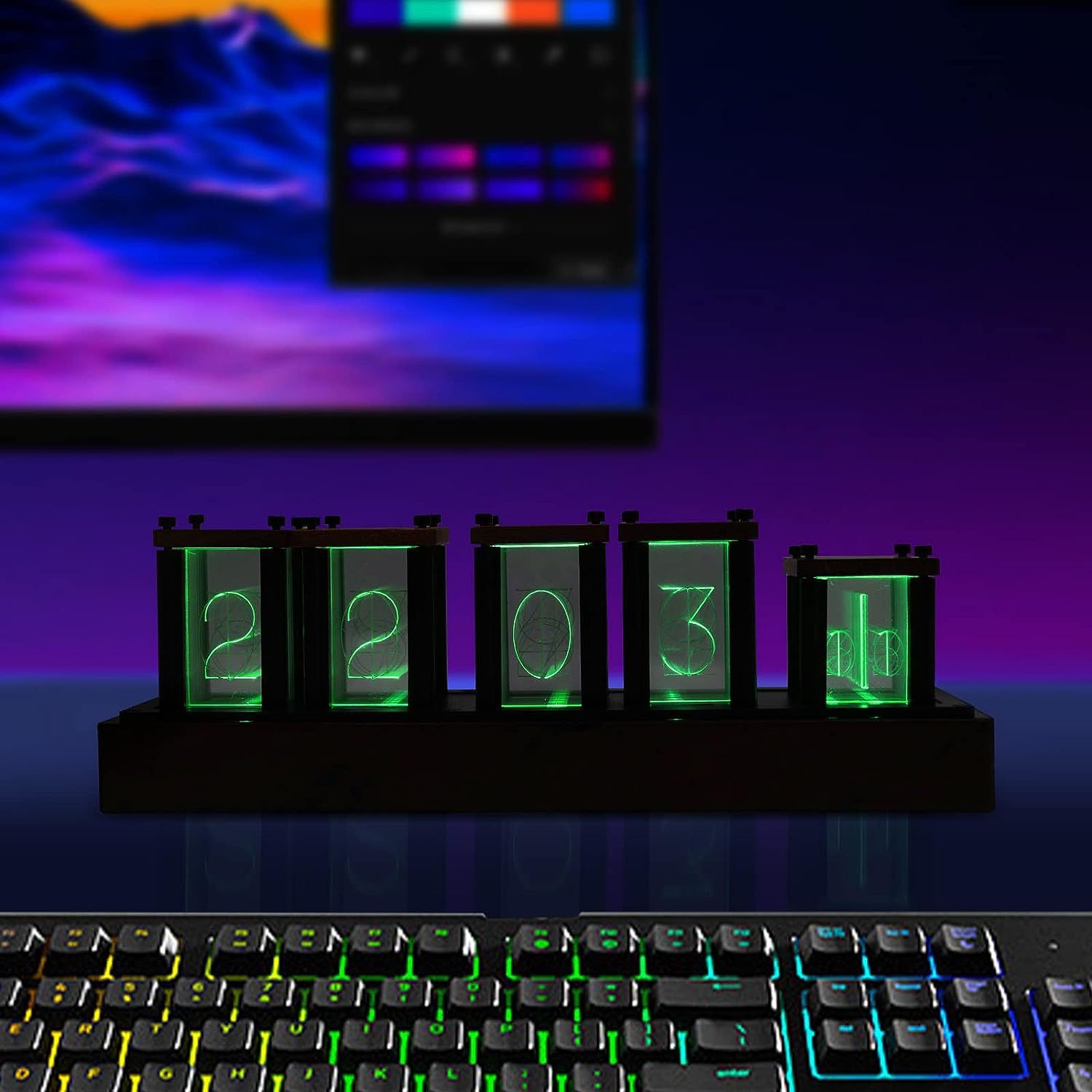 Digital Tube Desk Clock, Nixie Tube Digital Clock Variable Color Clock