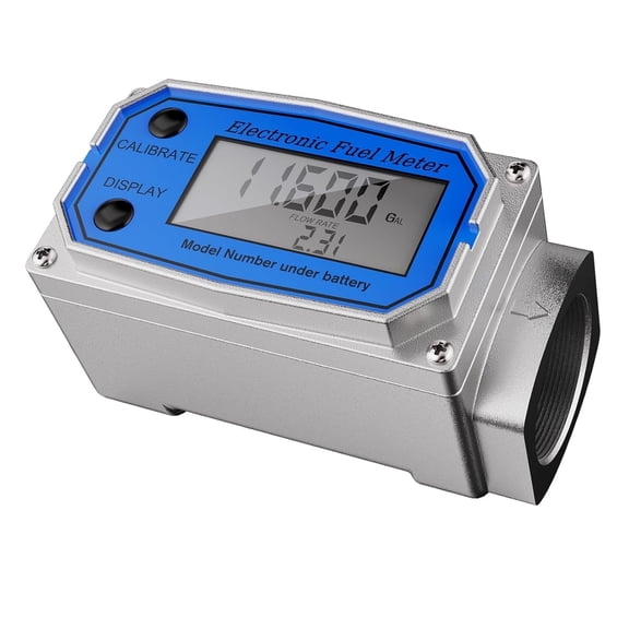 Digital Turbine Fuel Meter, Waterproof, Inline NPT Thread, 1 Inch