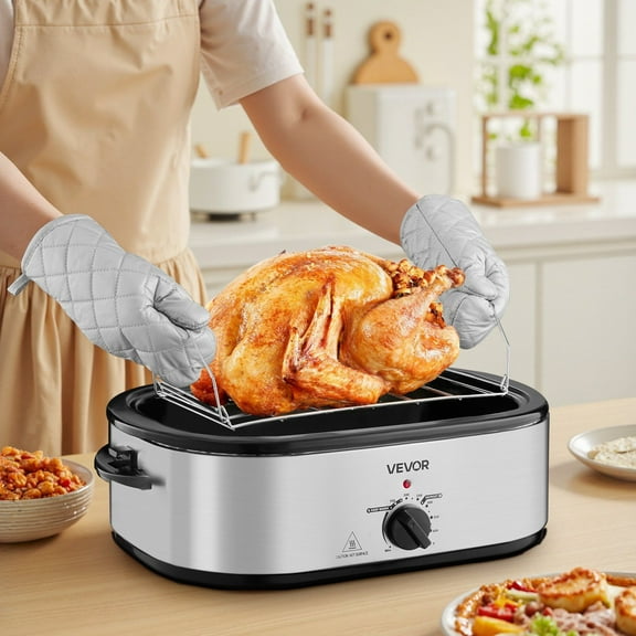 Digital Turkey Roaster Oven 20QT - Rapid Cooking Technology, Adjustable Temperature Control 150°F-450°F, Self-Basting Lid & Defrost Function