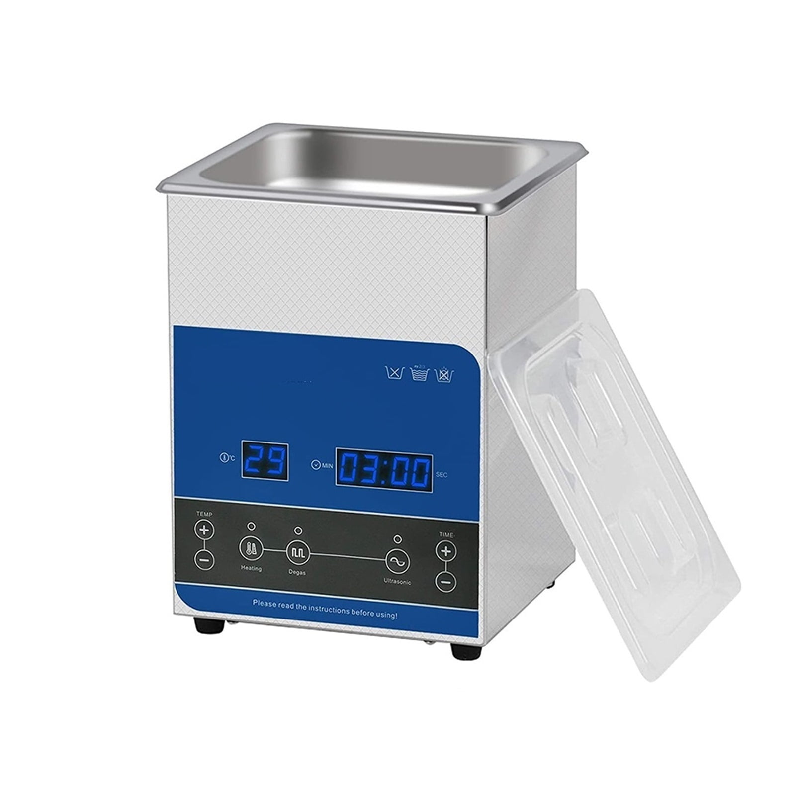 Digital Ultrasonic Cleaner Bath 2L 50W 99Min Timer Heating Degas Glasses Manicure Jewelry Ring Watches Denture Necklace ,Strong Cleaning