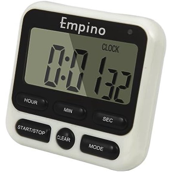 Digital - Upgraded 24-Hours Cooking Timer Clock Countdown Multifunction with Big Digits, Loud Alarm, Magnc Backing Stand, and Memory for Cooking Baking Exercise, White