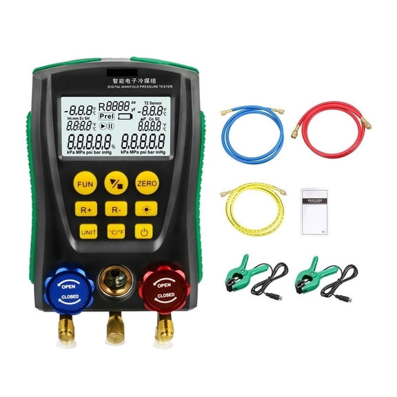 Digital Vacuum Pressure Meter Pressure Gauge Refrigeration Manifold Tester Meter Temperature Tester Digital Manifold Gauge Meter