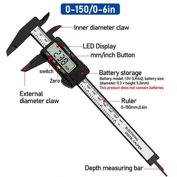 Digital Vernier Caliper 100mm 150mm LCD Electronic Carbon Fiber Altimeter Micrometer Measuring Tool Woodworking Tools ,Easy to Operate