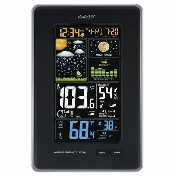 Digital Vertical Wireless Weather Station with Pressure, Black