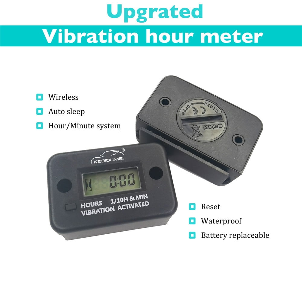 Digital Vibration Hour Meter Waterproof Engine Gauge LCD Display