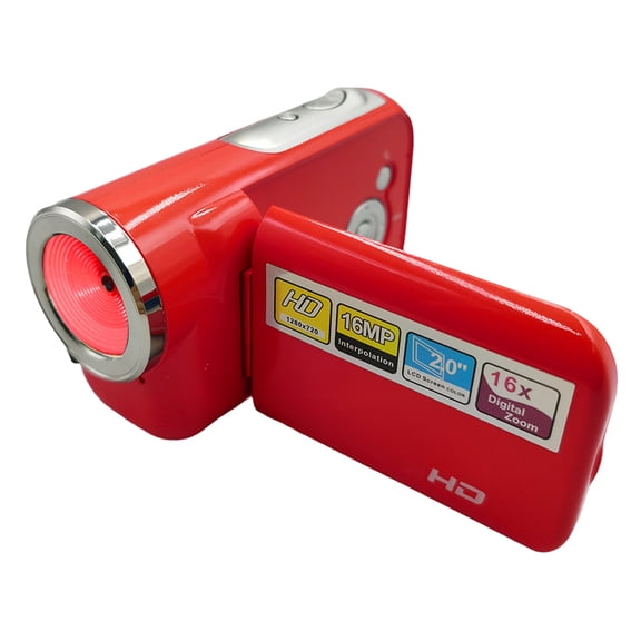 Digital Video Camera, 16MP 720P Digital Video Camera, Portable DV Camcorder 16X Digital Zoom Built-in LED Flash for Beginners, Red