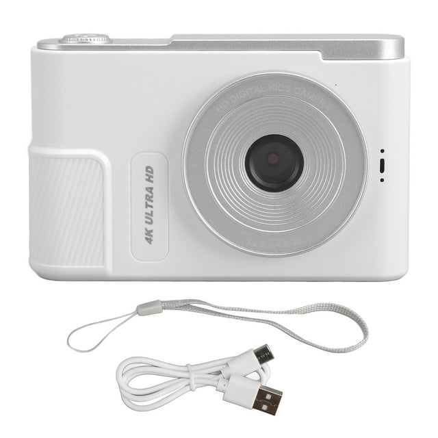 Digital Video Camera, Portable Compact Camera Auto White Balance Rechargeable 4K 48MP 2.4 Inch Screen 16x Digital Zoom  For Vlog For Kids