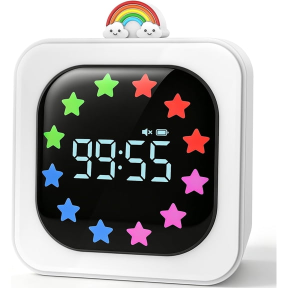 Digital Visual Timer for Kids with 12-Star Rainbow Display & 9 Color Modes