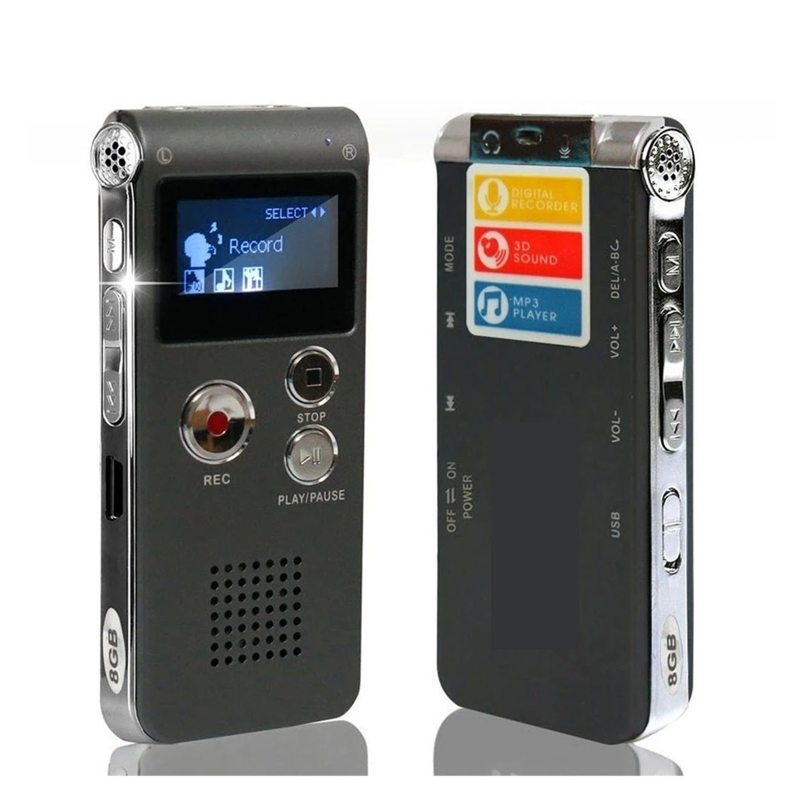 Digital Voice Activated Recorder Dictaphone Player USB Flash Supports MP3 Music Formats Rechargeable